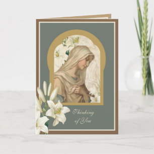 Carte Vierge Marie Lilies Prière de poème religieux