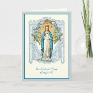 Carte Vierge Marie Notre-Dame de Knock Religieux Floral