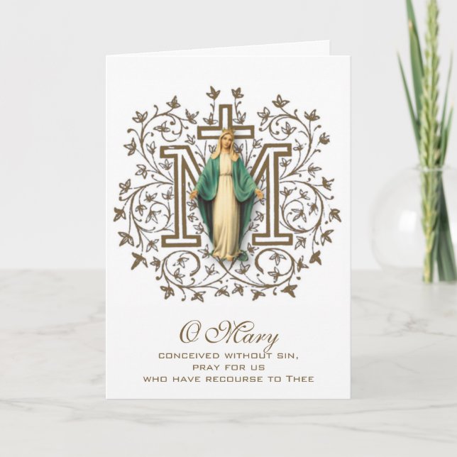 Carte Vierge Marie Religieuse Fête des Mères Catholique (Devant)