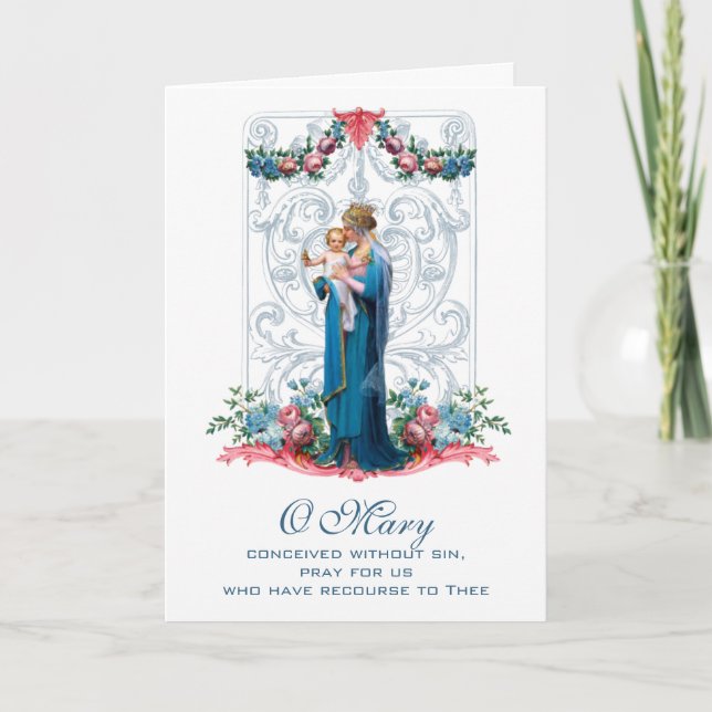 Carte Vierge Marie Religieuse Fête des Mères Catholique (Devant)