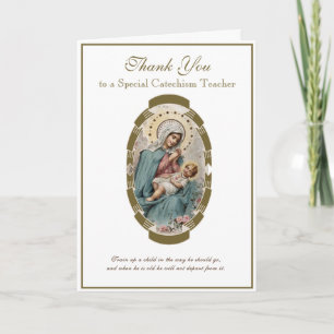 Carte Vierge Marie Religieux CCD Professeur prêtre Nun