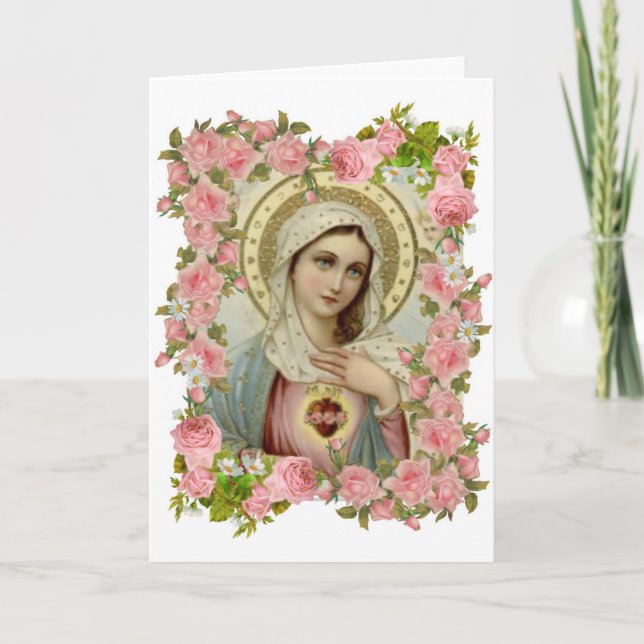 Carte Vierge Marie vintage religieuse catholique (Devant)