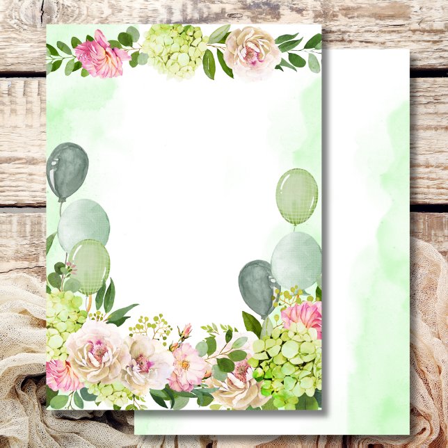 Carte vierge personnalisable Fleurs hydrangea vert (Créateur téléchargé)