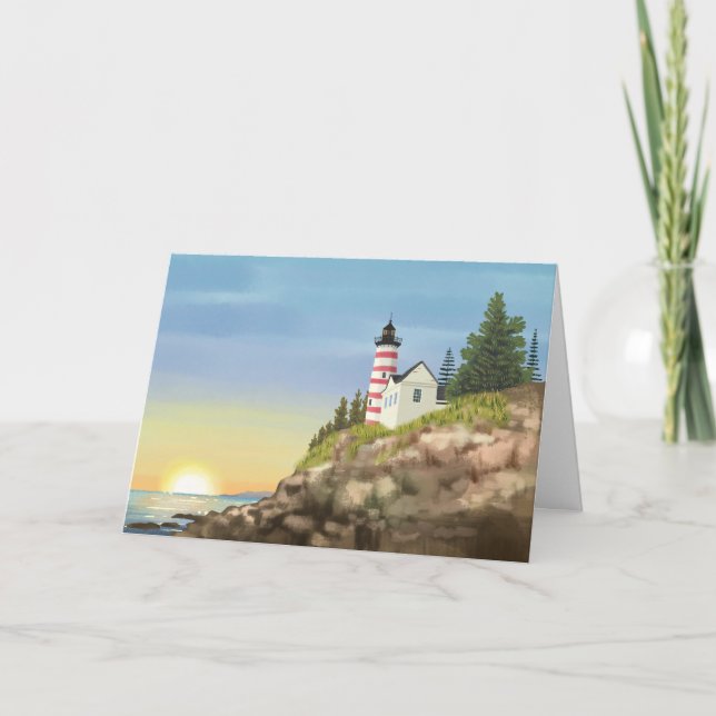 Carte vierge phare et coucher de soleil (Devant)