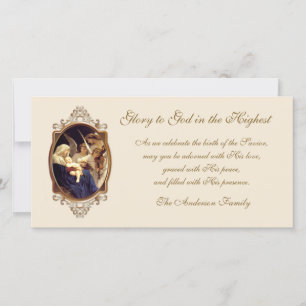 Carte Vierge religieuse de Noël Marie Jésus-Anges