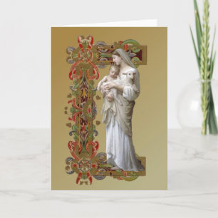 Carte Vierge religieuse Marie Jésus Agneau catholique
