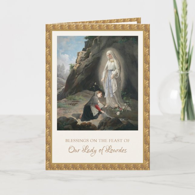 Carte Vierge religieuse Marie Lourdes St. Bernadette (Devant)