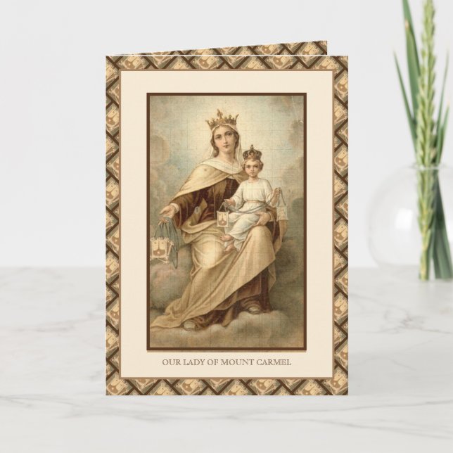 Carte Vierge religieuse Marie Mont Carmel Jésus Prière (Devant)
