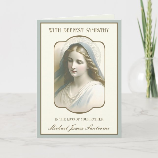 Carte Vierge religieuse Marie Sympathie Père Condolence (Devant)