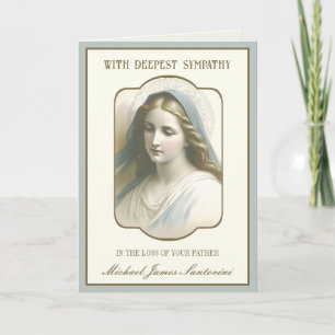 Carte Vierge religieuse Marie Sympathie Père Condolence