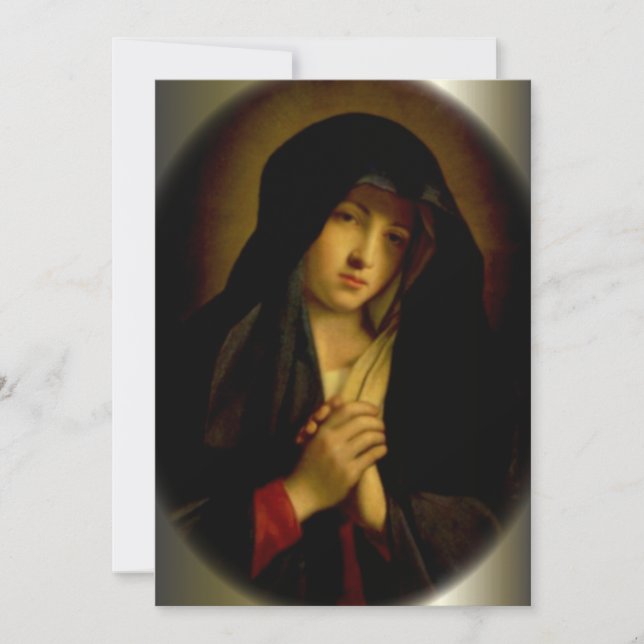 Carte Vierge triste Marie aux mains pliées (Devant)