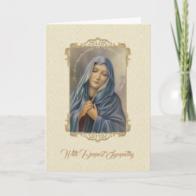 Carte Vierge triste Mère Marie Sympathie Condolence (Devant)