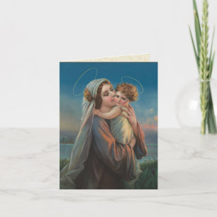 Carte Vierge Vintage religieuse Marie Enfant Jésus
