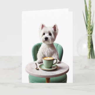 Carte vierge Westie buvant un latte