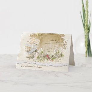 Carte vieux album de mariage avec marguerites