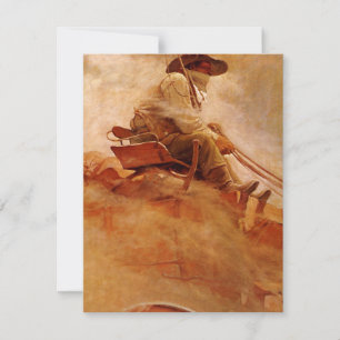 Carte Vieux Cowboys, Le Chariot de minerai par NC Wyeth