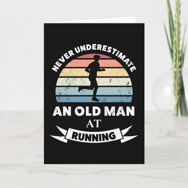 Carte Vieux homme à courir drôle coureur cadeau papa (Devant)