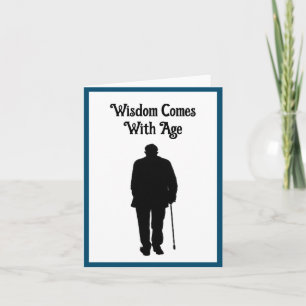 Carte Vieux Homme Âgé Marcher Noir Silhouette Dessin