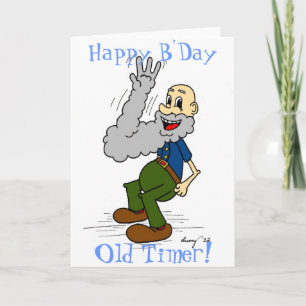 Carte Vieux Homme Agitant La Barbe "Joyeux Timer De B'Da