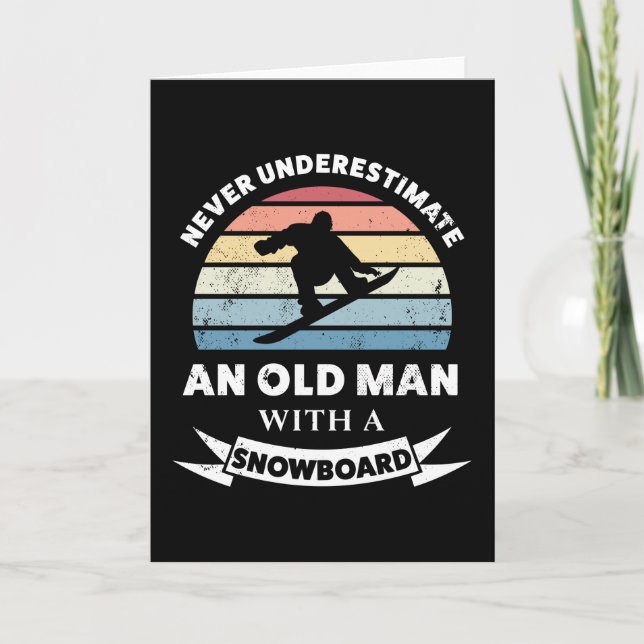 Carte Vieux homme avec snowboard drôle cadeau papa (Devant)
