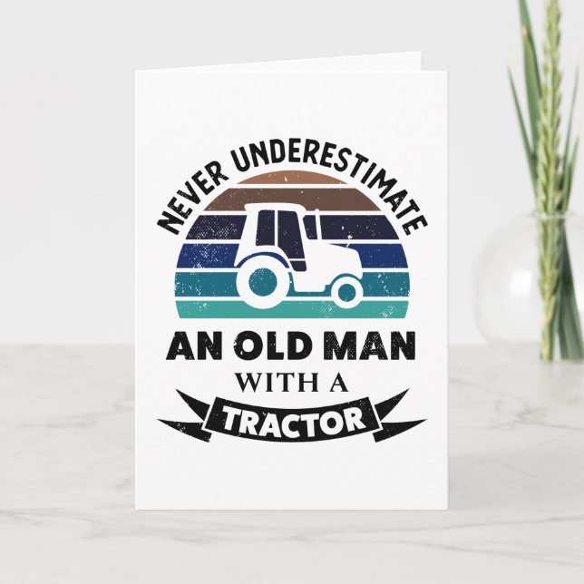 Carte Vieux Homme avec Tracteur Drôle Cadeau Agriculture (Devant)