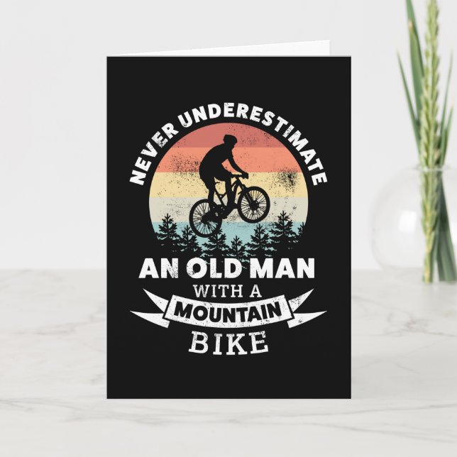 Carte Vieux homme avec un VTT - Cadeau MTB (Devant)