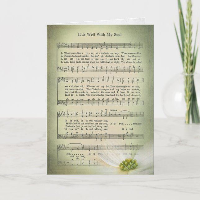 Carte Vieux hymne feuille de musique avec fleur pour la  (Devant)