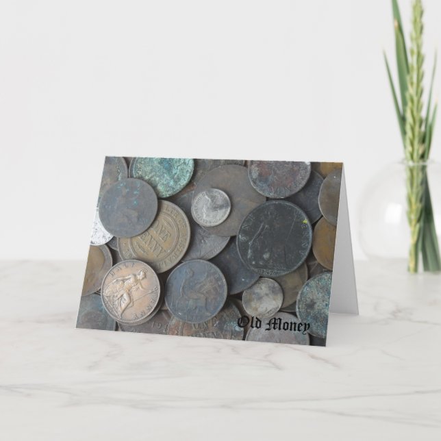 Carte vieux penny de pièces de monnaie et demi de photo (Devant)