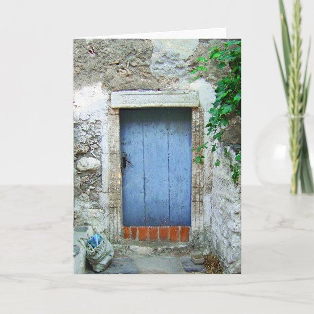 Carte Vieux Village grec Porte bleue (Devant)
