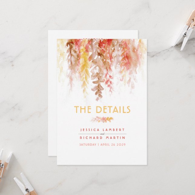 Carte Vignes automnales Informations sur le mariage (Devant/Arrière en situation)