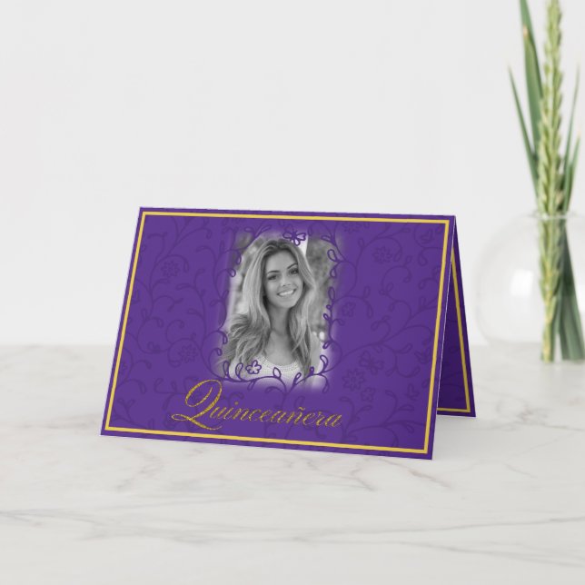 Carte Vignes florales de pourpre royal avec le (Devant)