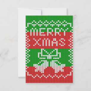 Carte Vilain pull motif sonnettes Joyeux fils Xmas