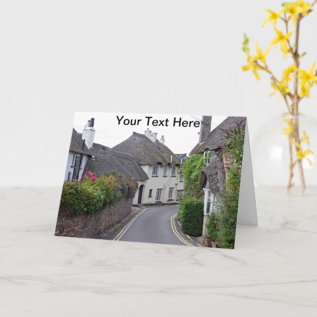Carte Village de Porlock personnalisable, Somerset (Fleur jaune)