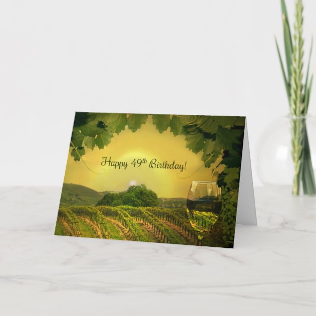 Carte Vin 49e Joyeux Anniversaire Classy Vineyard Vintag (Devant)