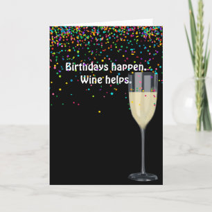Carte vin blanc avec confetti d'anniversaire