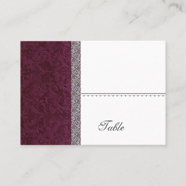 Carte Vin Damask Place Card - Mariage (Devant)