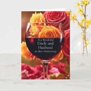 Carte Vin d'anniversaire Mariage heureux à l'oncle et au