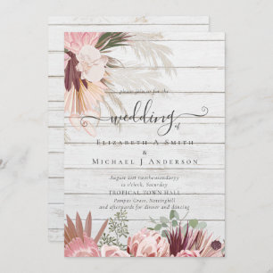 Carte Vin de Bourgogne Pampas Grass Mariage Tropical