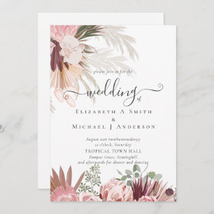 Carte Vin de Bourgogne Pampas Grass Mariage Tropical