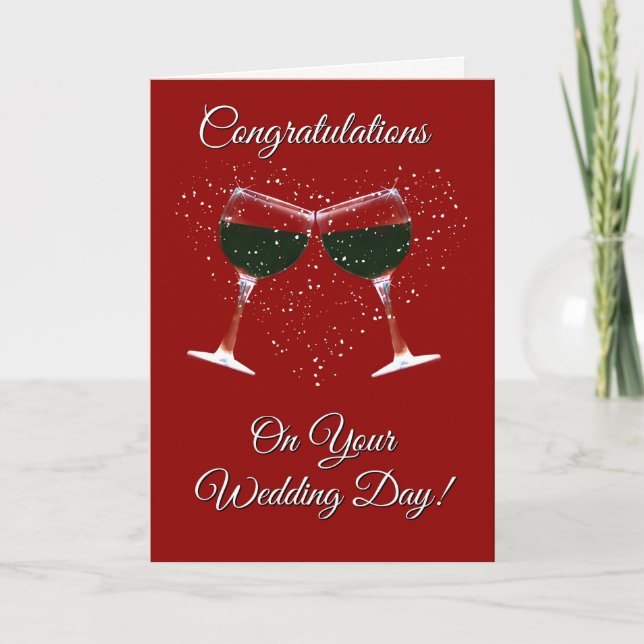 Carte Vin et coeur Félicitations à votre Mariage (Devant)