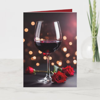 Carte Vin et Rose Anniversaire de l'Amour