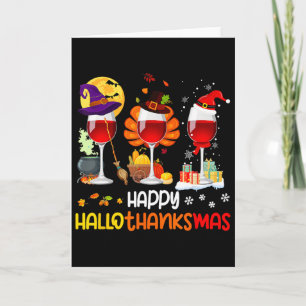 Carte Vin Halloween Thanksgiving Noël Joyeux Hallot