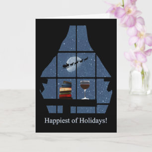 Carte Vin Joyeux Vacances Livres de Noël Père Noël