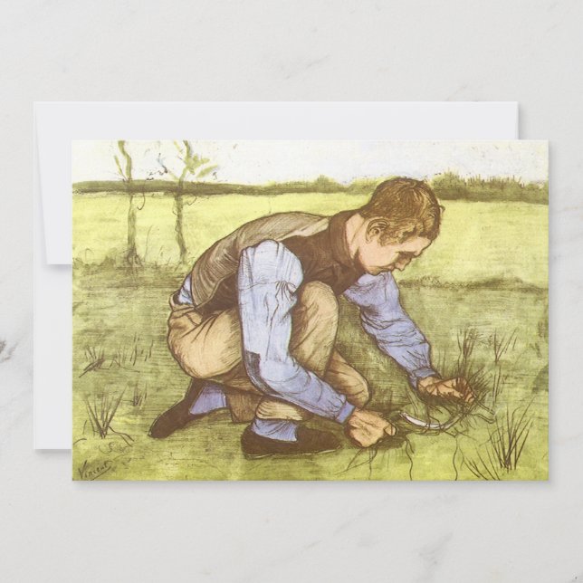 Carte Vincent van Gogh - Garçon coupant l'herbe avec la  (Devant)