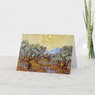 Carte Vincent van Gogh - Oliviers, Ciel Jaune et Soleil