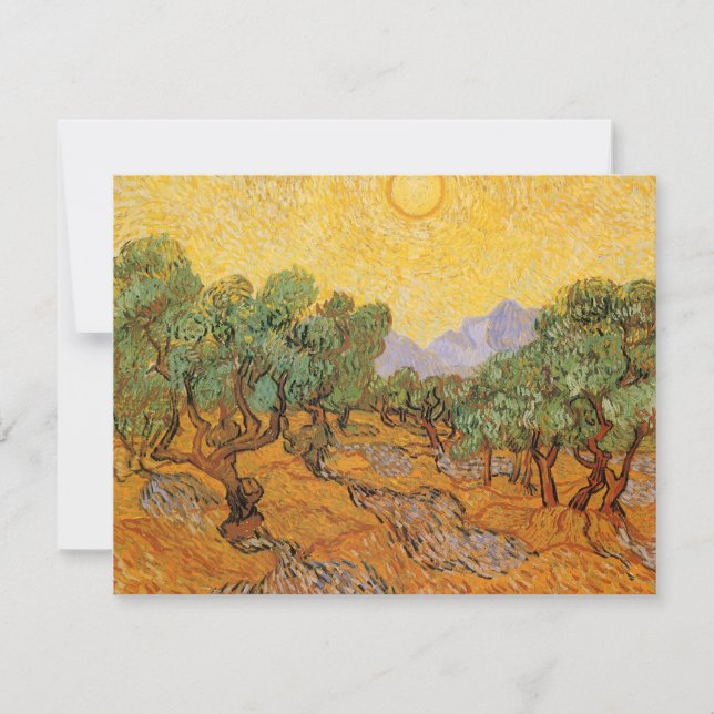 Carte Vincent van Gogh - Oliviers, Ciel Jaune et Soleil (Devant)