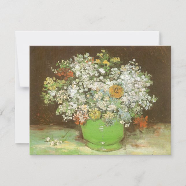 Carte Vincent van Gogh - Vase avec Zinnias et Fleurs (Devant)