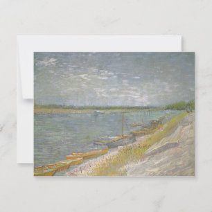 Carte Vincent van Gogh - Vue d'une rivière avec des bate