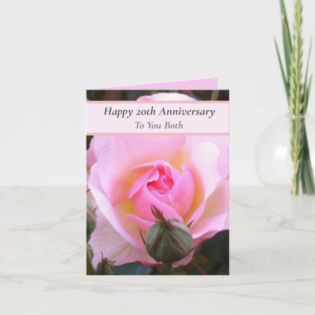 Carte Vingtième anniversaire de Mariage Parfait Rose ang (Devant)