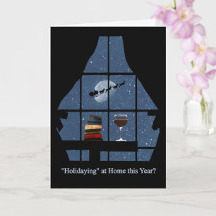 Carte Vins et livres avec Père Noël Stay At Home Holiday